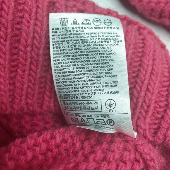 Banana Republic Turtleneck Mixed Stitch Strawberry Pink Wool Alpaca Sz XS - NWOT - Picture 7 of 7